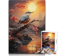 Rompecabezas de 1000 Piezas Martín Pescador con Sol para Adolescentes, Juego Interactivo de Pensamiento lógico, Ocasiones Especiales 38x26cm