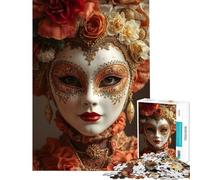 Rompecabezas de 1000 Piezas Máscara Veneciana con Tocado Floral Un Reto Educativo Divertido y Original Decoración de Pared para niños a Partir de 14 años (38x26cm)