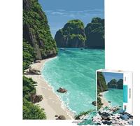 Rompecabezas de 1000 Piezas Maya Bay Tailandia Actividades Divertidas en casa Carrera de Velocidad Manual Juegos educativos para Mayores de 14 años Juego de Rompecabezas Incluido (38x26cm)