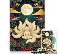Rompecabezas de 1000 Piezas Meditación del Zorro de Nueve Colas bajo la Luna para Adolescentes Ideal para Relajarse y Disfrutar de Momentos de Tranquilidad Corte Suave Regalo Elegante (50x75cm)