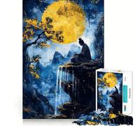 Rompecabezas de 1000 Piezas Meditación Zen bajo la Luna Llena para Adolescentes Juego de Memoria y concentración Juego de Recorte de Calidad Profesional Actividad Relajante para Grupos en Interiores