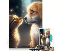 Rompecabezas de 1000 Piezas Mejores Amigos,Gato y Perro Bordes Juego Inteligente Desafío Divertido Juego Lento Divertido Regalo de cumpleaños (38x52cm)