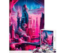 Rompecabezas de 1000 Piezas Metrópolis Galáctica de Neón Juguetes de decoración para el hogar Regalos de cumpleaños Juego Educativo Entrena tu Cerebro y Tus Manos tamaño 38x26cm