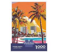 Rompecabezas De 1000 Piezas - Miami Beach Skyline Rompecabezas para Adultos Juegos Familiares Carrera De Velocidad Manual Oferta como Regalos para Toda La Familia 52x38cm/1000pcs