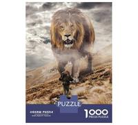 Rompecabezas De 1000 Piezas Mindset Lion Vs Man Rompecabezas para Adultos Juegos Relajantes Decoración del Hogar Cumpleaños Y Navidad 52x38cm/1000pcs