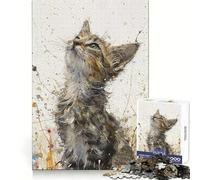 Rompecabezas de 1000 Piezas Mirada de Gatito hacia Arriba para Adolescentes: fortalecimiento de la Memoria, Descanso, Escape, Corte Fino, Sorpresa Festiva (38x52cm)