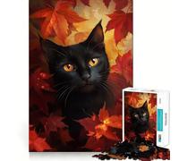 Rompecabezas de 1000 Piezas Mirada de Gato en otoño - Juego de lógica y Pensamiento,Juego Relajante, (50x75cm)