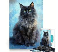 Rompecabezas de 1000 Piezas Mirada de Gato Negro,diseño de Corte preciso,Juego Mental,Regalo fácil de Jugar,Regalo Divertido de cumpleaños 38x52cm