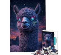 Rompecabezas de 1000 Piezas Mirada de Llama Estrellada para Adolescentes Difícil Cada Pieza es única Juguetes educativos Juegos 50x75cm