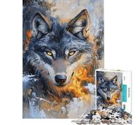 Rompecabezas de 1000 Piezas Mirada de Lobo ardiente para Juego Educativo Juguetes adictivos para Cultivar la Paciencia Excelentes Regalos y Juguetes para cumpleaños (tamaño 75x50cm)