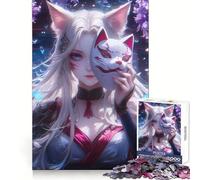 Rompecabezas de 1000 Piezas Mirada de Niña Kitsune Mística para Adultos Juguete para la Mente Alivio de la ansiedad Bordes precisos Regalo Original (50x75cm)
