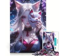 Rompecabezas de 1000 Piezas Mirada de Niña Kitsune Mística para Adultos Juguete para la Mente Alivio de la ansiedad Bordes precisos Regalo Original (50x75cm)