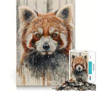 Rompecabezas de 1000 Piezas Mirada de Panda Rojo en Acuarela para Adolescentes Juguete para Pensar y Relajarse Regalo Ideal para Festivales (38x52cm)