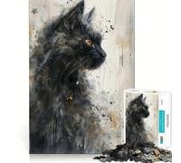 Rompecabezas de 1000 Piezas Mirada Felina Mística para Adultos Juguete para la Mente Alivia la ansiedad Bordes precisos Regalo Original (38x26cm)