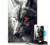 Rompecabezas de 1000 Piezas Mirada penetrante del Lobo para Adultos Diversión para ejercitar la Mente Corte de precisión Bordes Lisos Actividad Absorbente para Noches tranquilas (38x52cm)