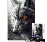 Rompecabezas de 1000 Piezas Mirada penetrante del Lobo para Adultos Memoria aguda Escape Sereno Bordes limpios Regalo Ideal (50x75cm)