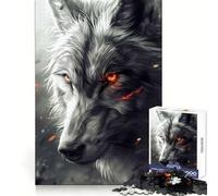 Rompecabezas de 1000 Piezas Mirada penetrante del Lobo para Adultos Memoria aguda Escape Sereno Bordes limpios Regalo Ideal (38x26cm)