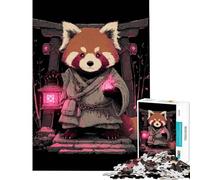 Rompecabezas de 1000 Piezas Monje Panda Rojo con Linterna Ideal para cumpleaños y Navidad Decoración Juguetes DIY Apto para Mayores de 14 años (38x26cm)