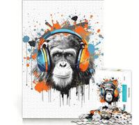 Rompecabezas de 1000 Piezas Monkey DJ Music Juego Familiar ensamblaje de Patrones con Piezas de Formas aleatorias Que encajan Perfectamente 38x26cm