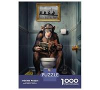 Rompecabezas De 1000 Piezas Monkey on The Toilet Rompecabezas para Adultos Juego De Ingenio Análisis Y Lógica Interacción Entre Padres E Hijos 52x38cm/1000pcs