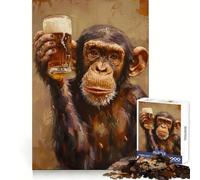 Rompecabezas de 1000 Piezas Mono Bebedor de Cerveza para Adultos Ideal para Entrenar la concentración, Practicar un pasatiempo Tranquilo y Crear un Regalo Memorable (38x52cm)
