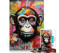 Rompecabezas de 1000 Piezas - Mono Mono Graffiti de Banksy,Corte Suave,Juego cognitivo,Regalo para un Momento de Juego Relajante,Regalo de cumpleaños (38x52cm)