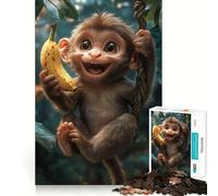 Rompecabezas de 1000 Piezas Mono Sonriente con plátano para Adultos Un Rompecabezas Mental Relajante y Divertido para armar Una cálida Sorpresa 50x75cm