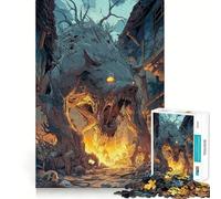 Rompecabezas de 1000 Piezas Monstruo Lobo-Hombre Lobo en un Pueblo en ruinas Diversión,Ajuste, Piezas precisas Una Forma entretenida de Pasar el Tiempo Libre (38x26cm)