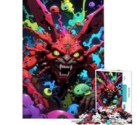 Rompecabezas de 1000 Piezas Monstruo Rojo Espeluznante con Ojos flotantes Rompecabezas para Adultos Juegos relajantes Mejora la Memoria cumpleaños y Navidad (tamaño 50x75cm)