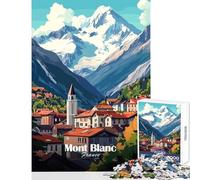 Rompecabezas de 1000 Piezas Mont Blanc Mountain Village Juguetes antiestrés Regalo de cumpleaños Juego práctico con Piezas Totalmente entrelazadas de Forma aleatoria tamaño 50x75cm