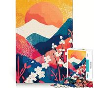 Rompecabezas de 1000 Piezas Montaña Japonesa al Atardecer Juguete Divertido para ejercitar la Mente y Disfrutar de Momentos de Paz Pieza de Arte navideña (50x75cm)