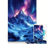 Rompecabezas de 1000 Piezas Montaña Nevada bajo la Aurora Boreal para Adolescentes Juguete de lógica Fina, Divertido y Relajante Decoración de Pared con Bordes limpios (38x26cm)