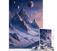 Rompecabezas de 1000 Piezas: Montaña Nevada en un Universo Paralelo Paisaje decoración del hogar Juguetes Gran Regalo Juegos educativos con póster a Juego y Hoja de Trivia tamaño 50x75cm