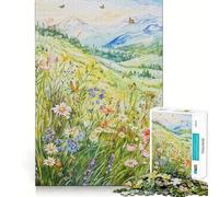 Rompecabezas de 1000 Piezas Montaña Pradera Articulación precisa Diversión Juguete para ejercitar la Mente Tiempo de Paz Juego Pieza de Arte navideña (38x26cm)