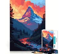 Rompecabezas de 1000 Piezas Montaña Suiza Pixel Art Corte Impecable Juego de lógica Divertido Juguete Juego Libre Actividad de cumpleaños (38x52cm)