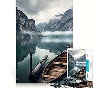Rompecabezas de 1000 Piezas Montañas en el Lago con Barcos para Adultos y Adolescentes Un Rompecabezas Mental Que Ayuda a aliviar el estrés Un Regalo Original y Divertido (38x52cm)