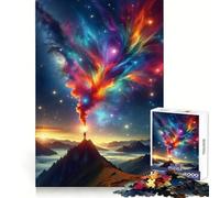 Rompecabezas de 1000 Piezas Montañas Espaciales Vibrantes para Adolescentes: Fortalecimiento Mental, Escape Pacífico, Encaje Firme, Feliz Navidad (38x26cm)