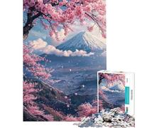 Rompecabezas de 1000 Piezas Monte Fuji Sakura V de Japón Rompecabezas para Adultos Juguetes antiestrés para Mejorar la Memoria Toda la Familia (Tamaño 38x26cm)