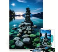 Rompecabezas de 1000 Piezas Montículo de Piedra Junto al Lago para Adultos y Adolescentes Ideal para Mejorar la Memoria, Relajarse, con Cortes precisos y un Regalo Encantador 38x52cm