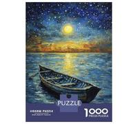 Rompecabezas De 1000 Piezas Moonlit Serenity on The Sea Rompecabezas para Adultos Juego Práctico Una Obra De Arte Cumpleaños Y Navidad 52x38cm/1000pcs