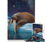 Rompecabezas de 1000 Piezas Morsa sobre Hielo bajo un Cielo Estrellado para Adultos Diversión Intelectual, distracción Relajante, Corte preciso, Regalo Original (38x26cm)