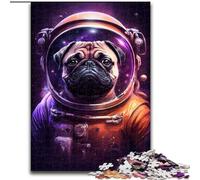 Rompecabezas de 1000 Piezas MSpace Astronaut Pug de Madera, tamaño 50x75cm, Adolescentes, unión Familiar, Juegos de ingenio y decoración del hogar.