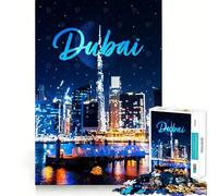 Rompecabezas de 1000 Piezas Muelle de Dubái Noche Luna Ideal Corte Decoración Juego cognitivo Regalo Fácil Tiempo Juego Regalo de cumpleaños (50x75cm)