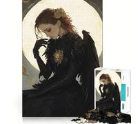 Rompecabezas de 1000 Piezas Mujer Alada Cuervo para Adolescentes Juguete de lógica Fina, Divertido y Relajante Decoración de Pared con Bordes limpios (50x75cm)