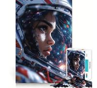 Rompecabezas de 1000 Piezas Mujer Astronauta en el Espacio con Casco Juego de ingenio para ejercitar la Mente,Relajarse y divertirse en cumpleaños Regalo Ideal (38x52cm)