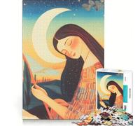 Rompecabezas de 1000 Piezas Mujer bajo la Luna Creciente Juego Interactivo ejercita tu Mente y Tus Manos cumpleaños y Navidad 38x52cm