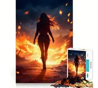 Rompecabezas de 1000 Piezas Mujer Caminando Entre el Fuego para Adultos Juguete para Resolver Problemas Juego de Corte de Calidad Profesional Actividad Relajante para Grupos en Interiores (50x75cm)