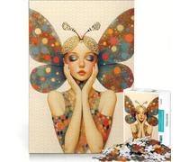 Rompecabezas de 1000 Piezas Mujer con alas de Mariposa Juego práctico interacción Entre Padres e Hijos colección de Artistas Bellas Artes 50x75cm