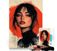 Rompecabezas de 1000 Piezas Mujer con Labios Rojos para Adolescentes Juego de Memoria y concentración Calidad Profesional Ideal para Recortar y Relajarse en Grupo (50x75cm)