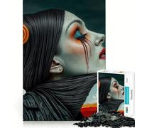 Rompecabezas de 1000 Piezas Mujer con lágrimas de Sangre para Adultos Juguete para Resolver Problemas Juego de Corte de Calidad Profesional Actividad Relajante para Grupos en Interiores (50x75cm)